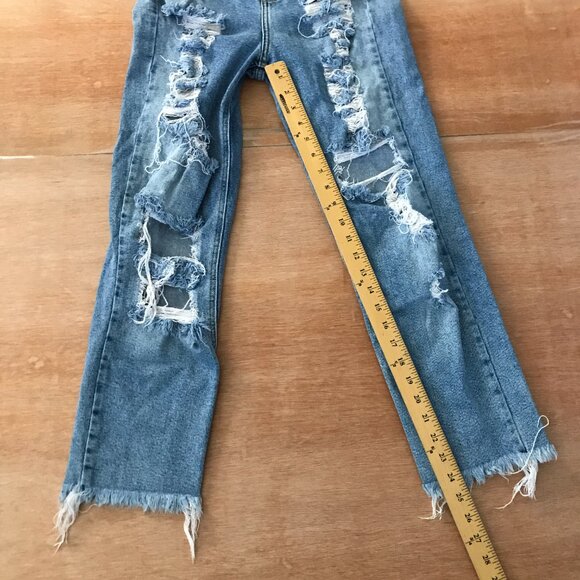 Cello Jeans Women 7 Blue High Rise Distressed Destroyed Raw Hem Medium Wash - Picture 7 of 13